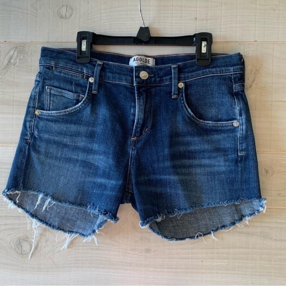 Agolde cut off dark denim shorts